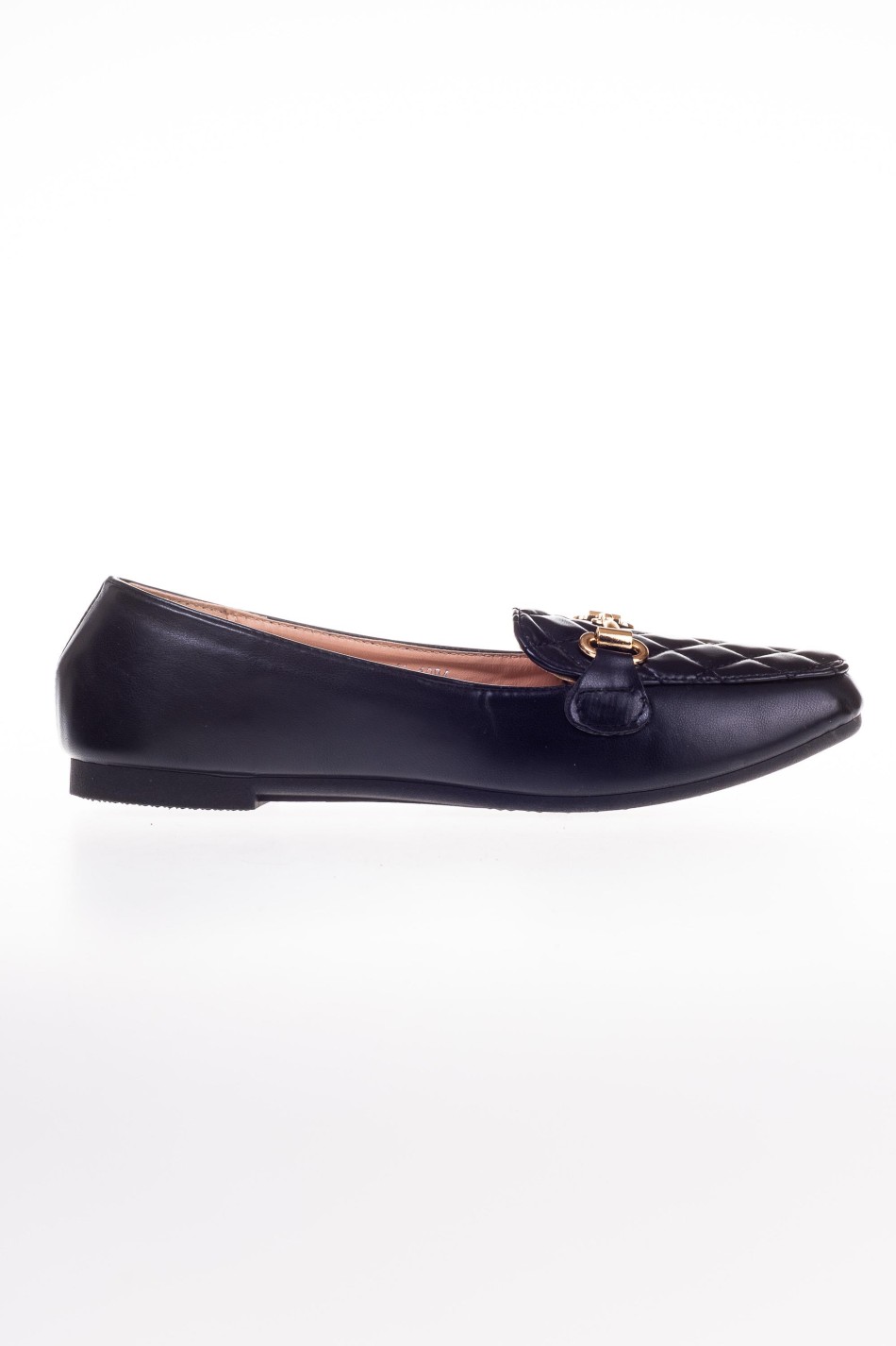 Flat loafers με με χρυσή διακοσμητική αλυσίδα 412.LL1094-L ΜΑΥΡΟ