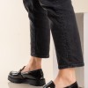 Λουστρίνι loafers με διακοσμητική ζώνη 330.Q8707-LU ΜΑΥΡΟ