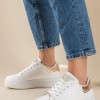 Δίσολα tennis sneakers με διακοσμητικά στρασάκια 431.OX23366-L ΑΣΠΡΟ/CHAMPAGNE