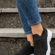 Slip-on υφασμάτινα sneakers 330.LY387-F ΜΑΥΡΟ/ΑΣΠΡΟ