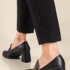 RAGAZZA δερμάτινα loafers με διακοσμητική αλυσίδα 331.063-L ΜΑΥΡΟ