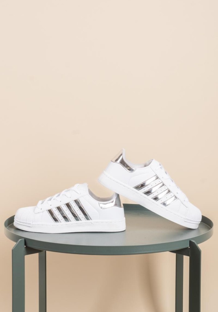 Basic tennis sneaker 396.LF108A-L ΑΣΠΡΟ/ΑΣΗΜΙ