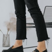 ADAMS Loafers με διακοσμητικό V 004.848-23527-L ΜΑΥΡΟ