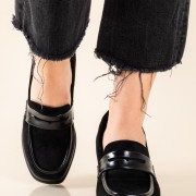 Block-heeled suede loafers 431.2M7-D8269-01-C ΜΑΥΡΟ