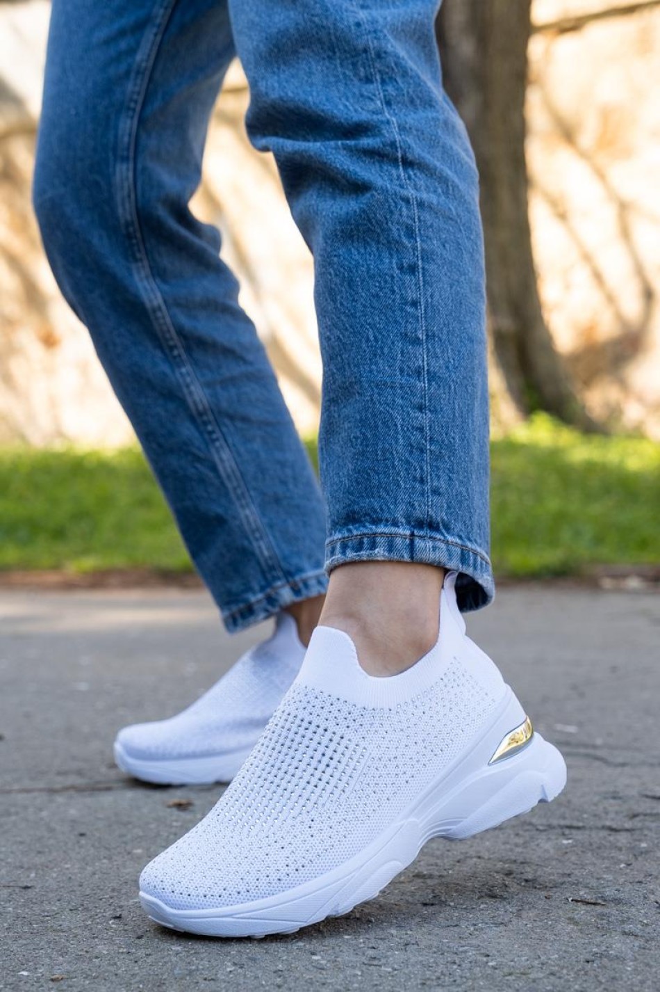 Slip-on υφασμάτινα sneakers 330.LY506-F ΑΣΠΡΟ