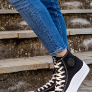 Refresh πάνινα sneakers με διπλή σόλα 395.170676-F ΜΑΥΡΟ