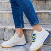 Casual sneakers με δίχρωμη σόλα και πολύχρωμα κορδόνια 330.LLN308-L ΑΣΠΡΟ/ΚΙΤΡΙΝΟ