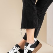 Street style δίσολα sneakers με ρίγες 425.9539-L ΜΑΥΡΟ