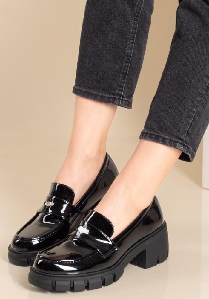 Tracksole λουστρίνι block-heeled loafer 330.D2737-LU ΜΑΥΡΟ