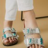 Boho style fussbett flatforms με δυο φάσες 330.TZ693-F ΑΣΠΡΟ