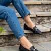 Flat loafers με διακοσμητική αλυσίδα με στρας 414.H2126-L ΜΑΥΡΟ