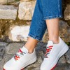 Casual sneakers με δίχρωμη σόλα και πολύχρωμα κορδόνια 330.LLN308-L ΑΣΠΡΟ/ΚΟΚΚΙΝΟ