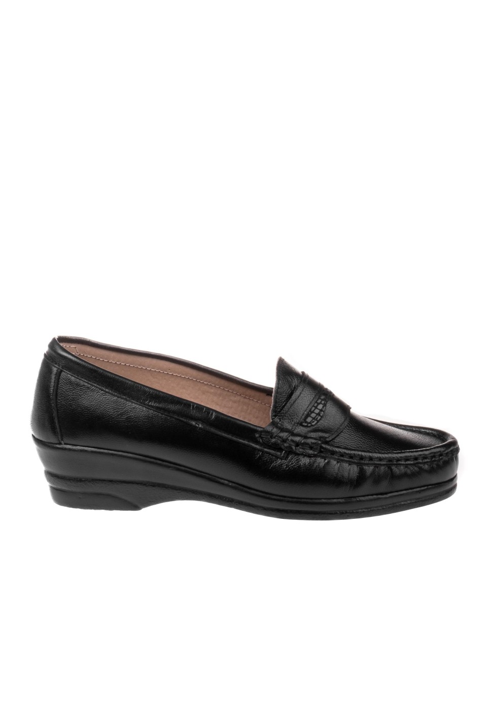 Δερμάτινα ανατομικά slip-on 134.160-L ΜΑΥΡΟ