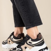 Chunky sneakers σε συνδυασμό υλικών 431.LY697-L ΜΑΥΡΟ