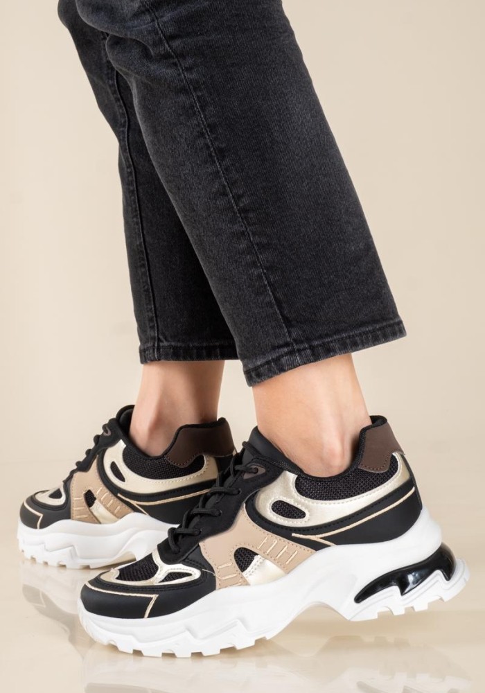 Chunky sneakers σε συνδυασμό υλικών 431.LY697-L ΜΑΥΡΟ