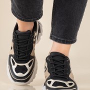 Chunky sneakers σε συνδυασμό υλικών 431.LY697-L ΜΑΥΡΟ