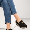 Loafers suede με μεταλλική αγκράφα 330.LL1339-C ΜΑΥΡΟ