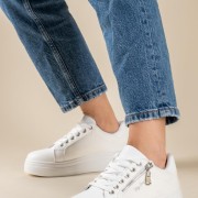 Δίσολα tennis sneakers με διακοσμητικό φερμουάρ στο πλάι 431.OX23370-L ΑΣΠΡΟ