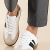 Street style sneakers με ρίγες 431.LY753-L ΑΣΠΡΟ/ΜΑΥΡΟ