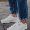 Tennis sneakers με κροκό υφή 330.HL8020A-L ΑΣΠΡΟ/ΡΟΖ