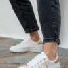 Tennis sneakers με κρακελέ υφή και αποσπώμενο διακοσμητικό 330.OX2515-L ΑΣΠΡΟ/ΧΡΥΣΟ