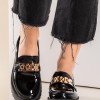 Λουστρίνι loafers με διακοσμητική αγκράφα 431.5520-15-LU ΜΑΥΡΟ