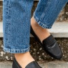 Flat loafers με φάσα 414.H2128-L ΜΑΥΡΟ