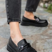 Chunky loafers με διακοσμητική αλυσίδα 330.OM2210-L ΜΑΥΡΟ