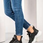 Chunky sneakers με γυαλιστερές λεπτομέρειες 306.TF180-L ΜΑΥΡΟ