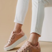 Δίπατα metallic sneakers με τρουκς 330.BK12-L ΡΟΖ