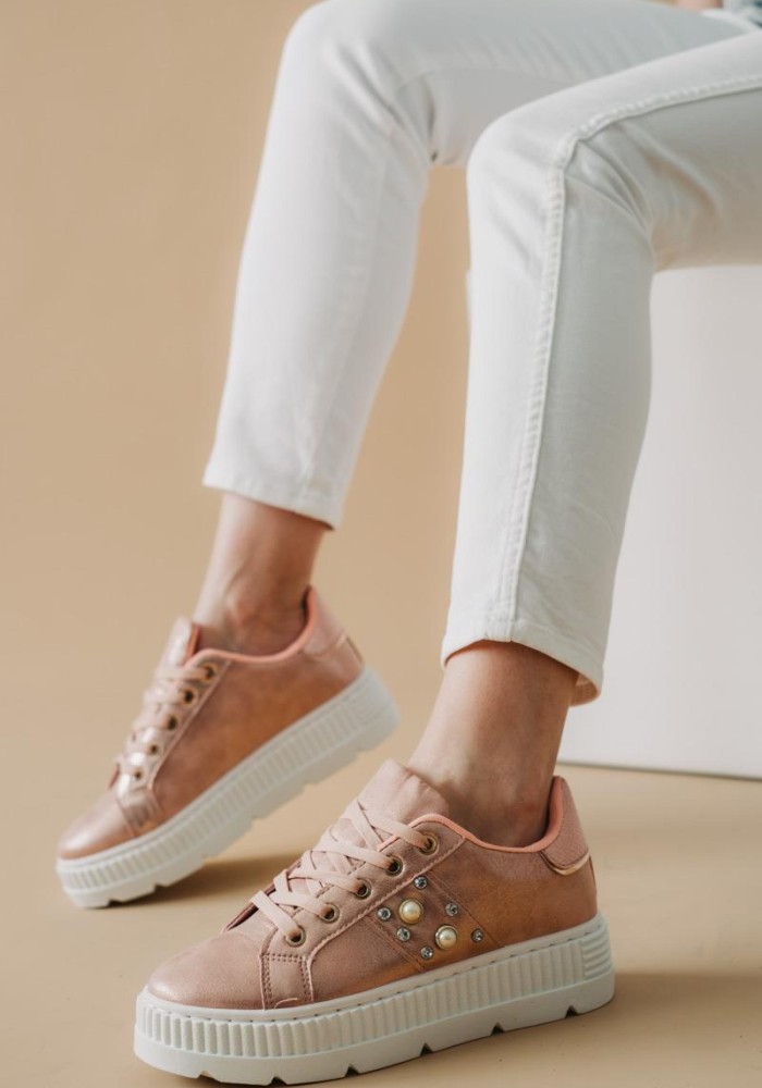 Δίπατα metallic sneakers με τρουκς 330.BK12-L ΡΟΖ