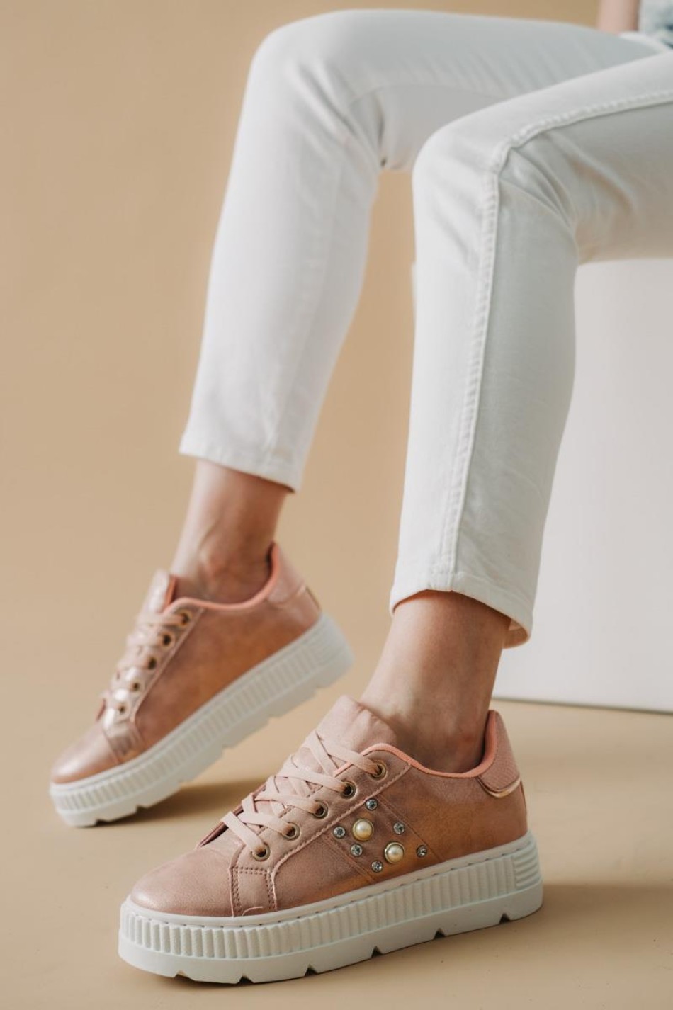 Δίπατα metallic sneakers με τρουκς 330.BK12-L ΡΟΖ