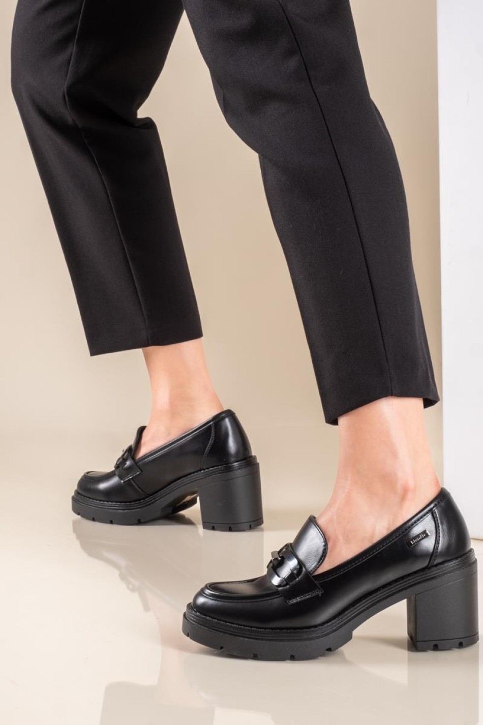 Blondie block-heeled loafers 202.SD57018-L ΜΑΥΡΟ