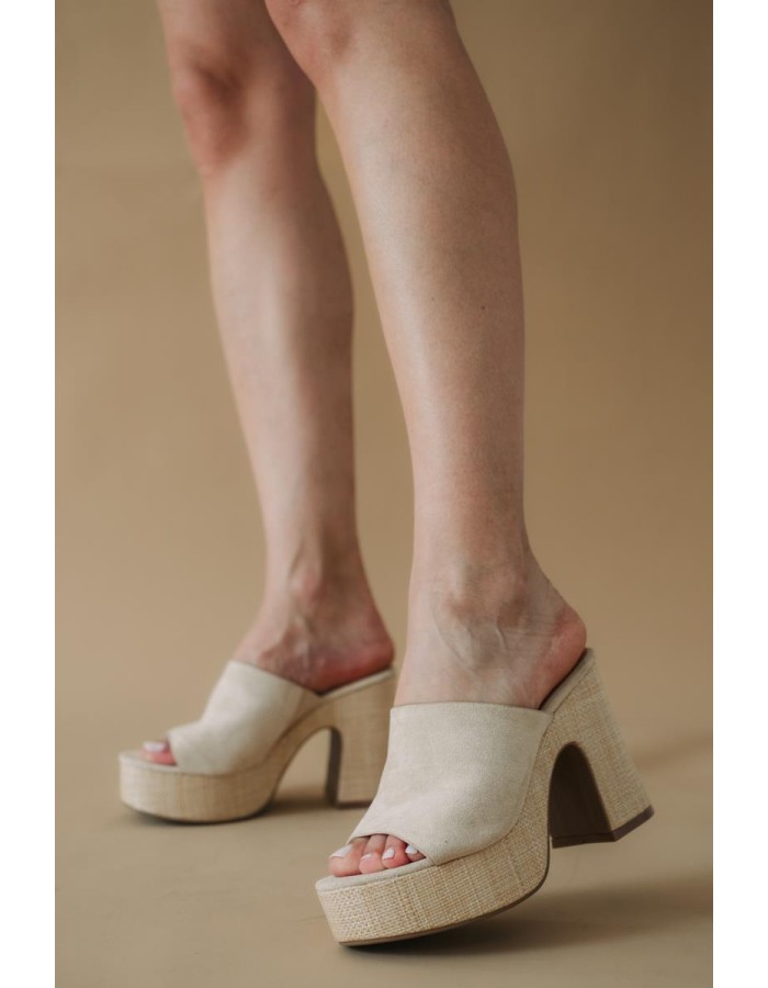 Suede mules με φαρδιά φάσα 431.L23603-C ΜΠΕΖ