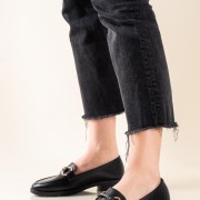 Ματ Loafers με διακοσμητικό ζωνάκι 330.5309-L ΜΑΥΡΟ