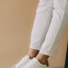 Tennis sneakers με glitter γύρω από την σόλα 330.D7984-L ΑΣΠΡΟ/ΠΡΑΣΙΝΟ