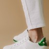 Tennis sneakers με glitter γύρω από την σόλα 330.D7984-L ΑΣΠΡΟ/ΠΡΑΣΙΝΟ