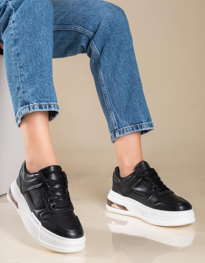 Casual sneakers σε συνδυασμό χρωμάτων 330.OX2337-L ΜΑΥΡΟ