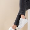 Tennis sneakers με εξωτερικές ραφές 330.D713-L ΑΣΠΡΟ/ΜΑΥΡΟ