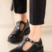 T-Strap loafers με chunky σόλα 330.H9027-1-L ΜΑΥΡΟ