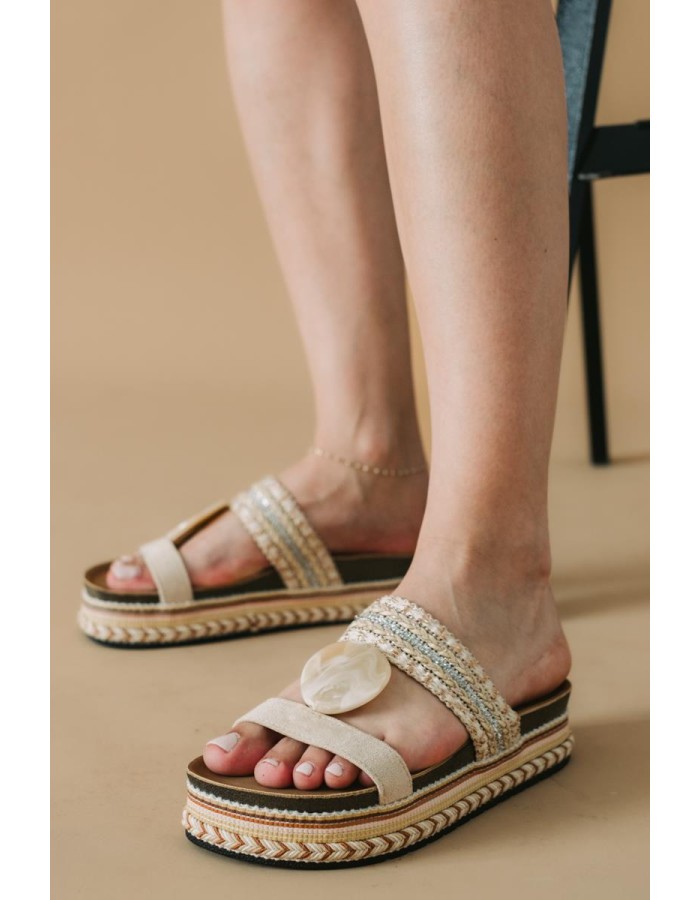 Boho style fussbett flatforms με διακοσμητικό 431.D0060-C ΜΠΕΖ