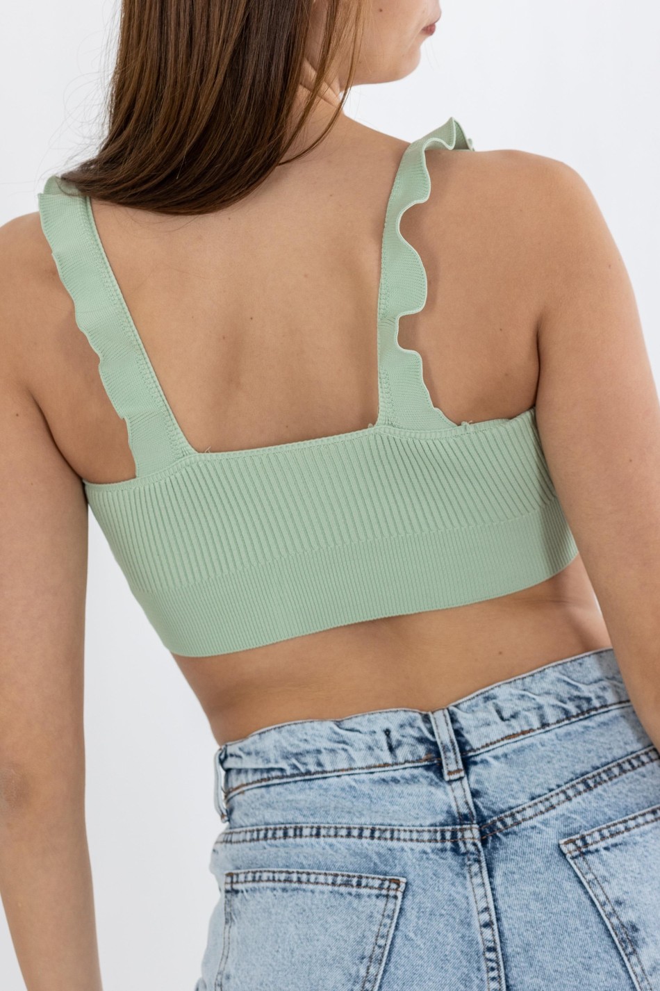 Crop Top με Βολάν 402.0759-TOP ΜΕΝΤΑ