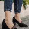 ADAMS Suede μυτερές γόβες με λεοπάρ λεπτομέρειες 004.848-23501-C ΜΑΥΡΟ/ΛΕΟΠΑΡ