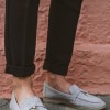 Flat suede loafers με διακοσμητικό 415.122-C ΓΚΡΙ