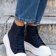 Υφασμάτινο μποτάκι sneaker με αλυσίδα 330.JR2126-L ΜΠΛΕ