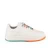 Casual sneakers με δίχρωμη σόλα και πολύχρωμα κορδόνια 330.LLN308-L ΑΣΠΡΟ/ΠΟΡΤΟΚΑΛΙ