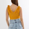 V-Cut Crop Top με Βολάν 402.0845-TOP ΚΙΤΡΙΝΟ