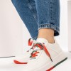 Casual sneakers με δίχρωμη σόλα και πολύχρωμα κορδόνια 330.LLN308-L ΑΣΠΡΟ/ΚΟΚΚΙΝΟ