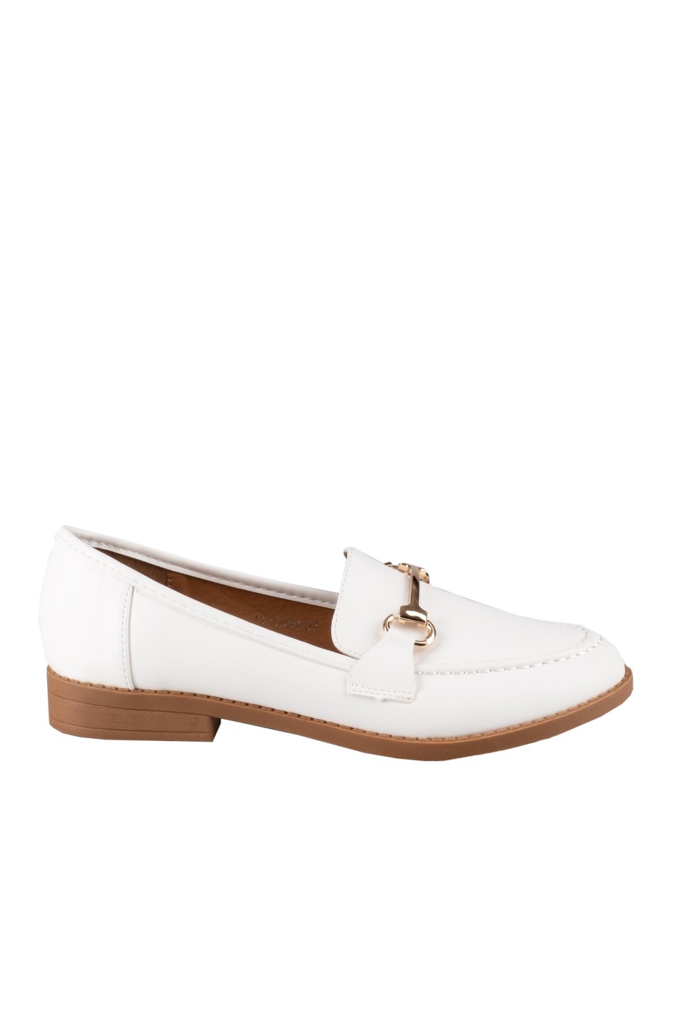 Flat loafers με χρυσή δοακοσμητική αλυσίδα 414.LL1044-L ΑΣΠΡΟ