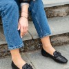 Flat loafers με matte διακοσμητική αλυσίδα 414.LL1103-L ΜΑΥΡΟ